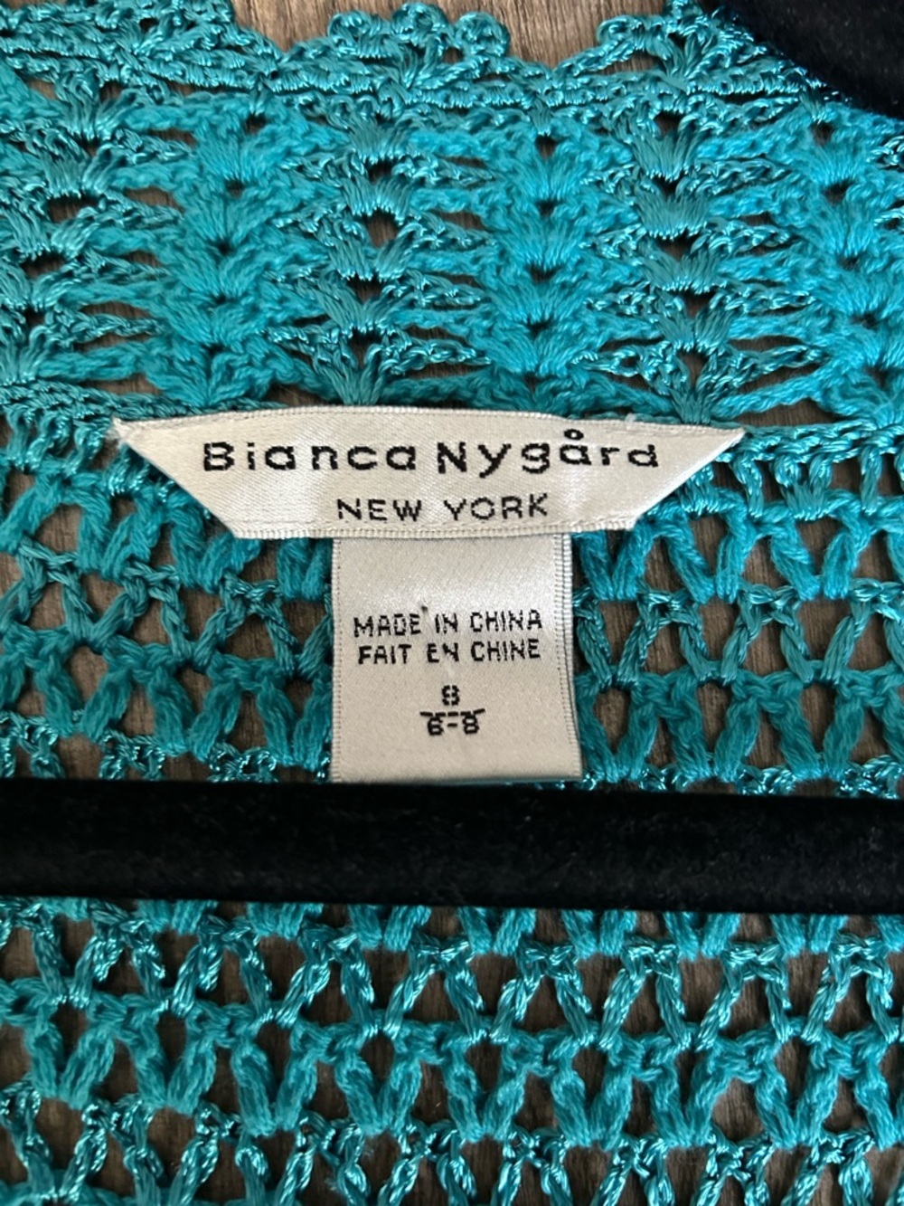 Bianca Nygard Turquoise Knit Boho Crochet Lace Open Cardigan Layer - Picture 7 of 9